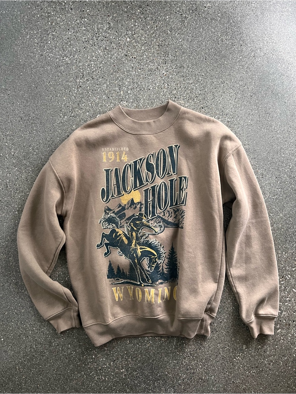 State of Mind Jackson Hole Wyoming Graphic Crewneck - Beige